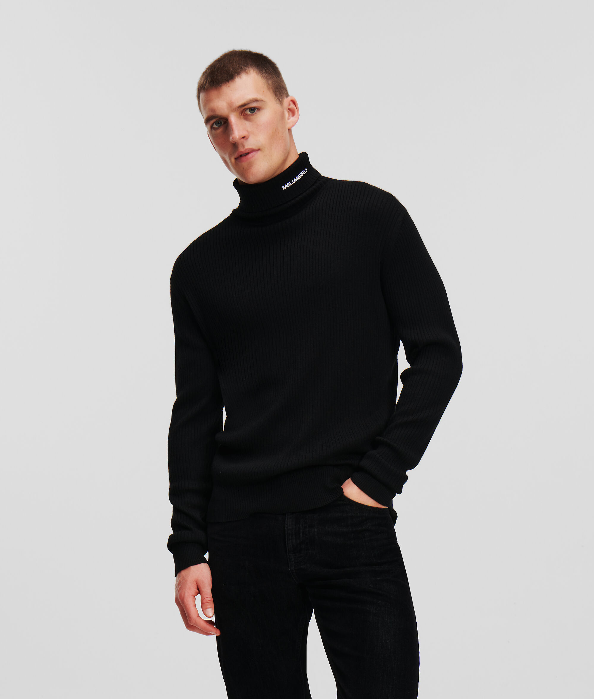 (image for) Unique Influence KARL LOGO RIB-KNIT TURTLENECK